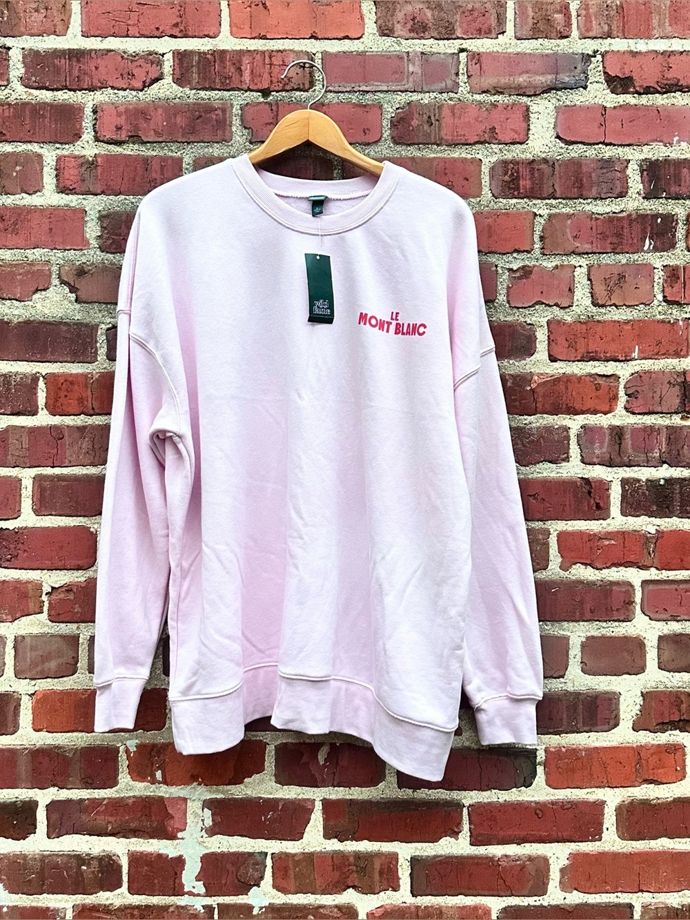 Wild Fable Le Montblanc Pink Sweatshirt XL Ski Mountain Chamonix Mont Blanc NWT - Picture 3 of 13